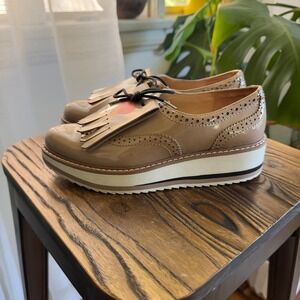Zara Womens Platform Oxfords Wingtip Brogue Love Heart Shoes Size EU 35 US 5